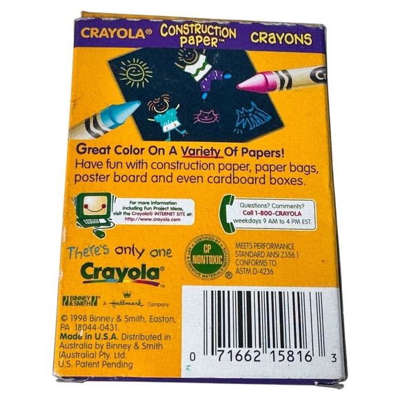 Crayola Construction Paper Crayons 16 Count Vivid Colors Non Toxic Assorted C124 - Picture 2 of 4